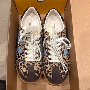 Gola Elan Leopard Sneakers in Dark Brown and Cream
